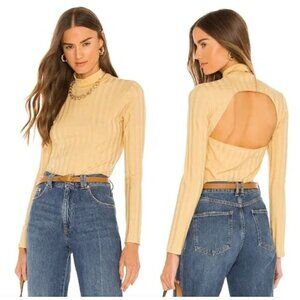 JONATHAN SIMKHAI Janelle Ribbed Open Back Top in Honey Size Small